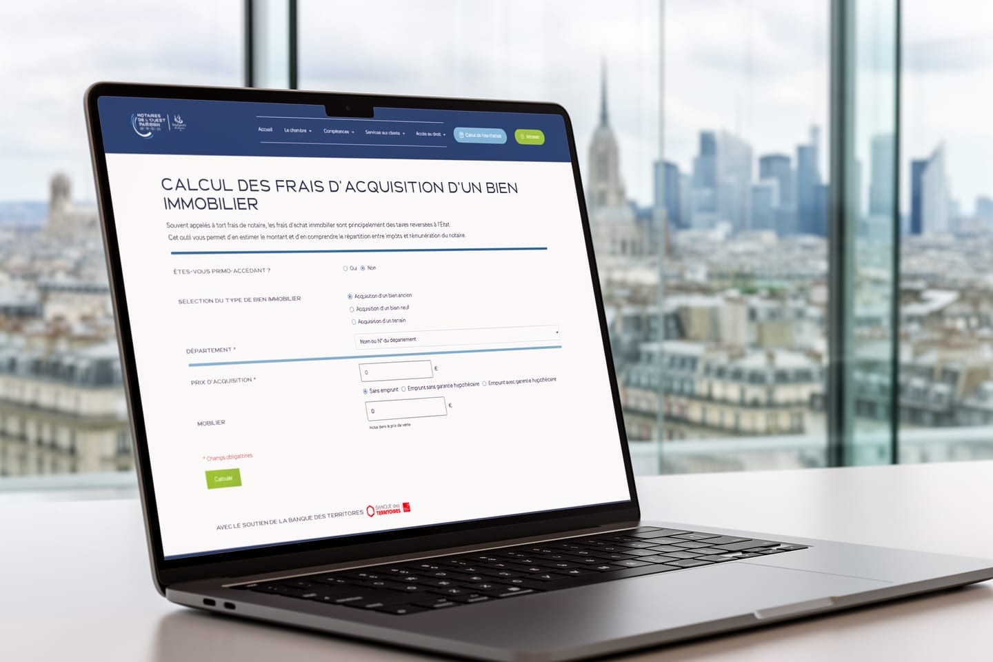 Aperçu du site Notaires de l'Ouest Parisien