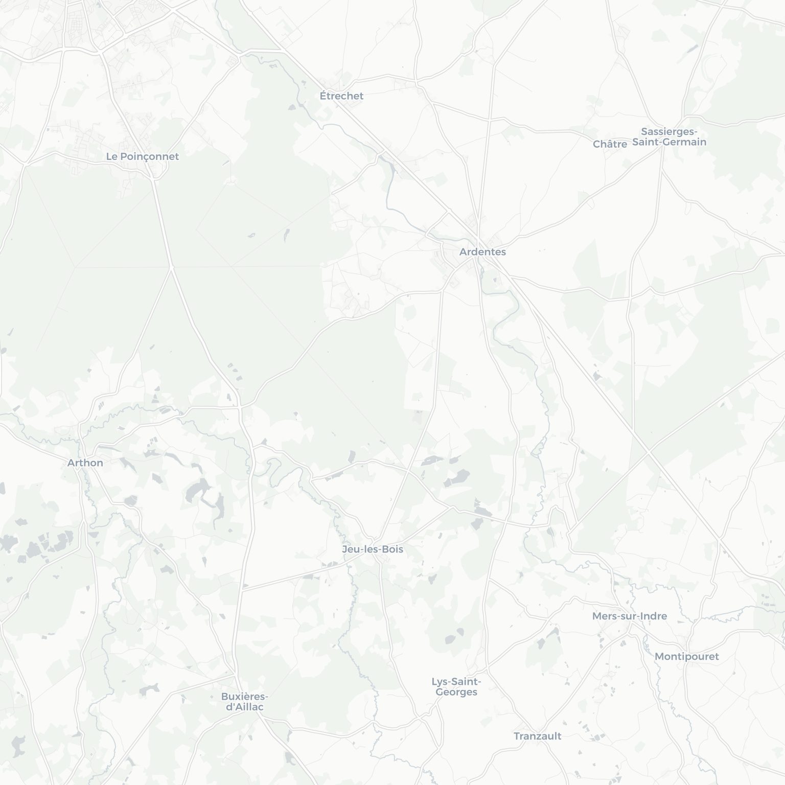 Carte d'Ardentes et ses environs, dans le Indre (Centre-Val de Loire)