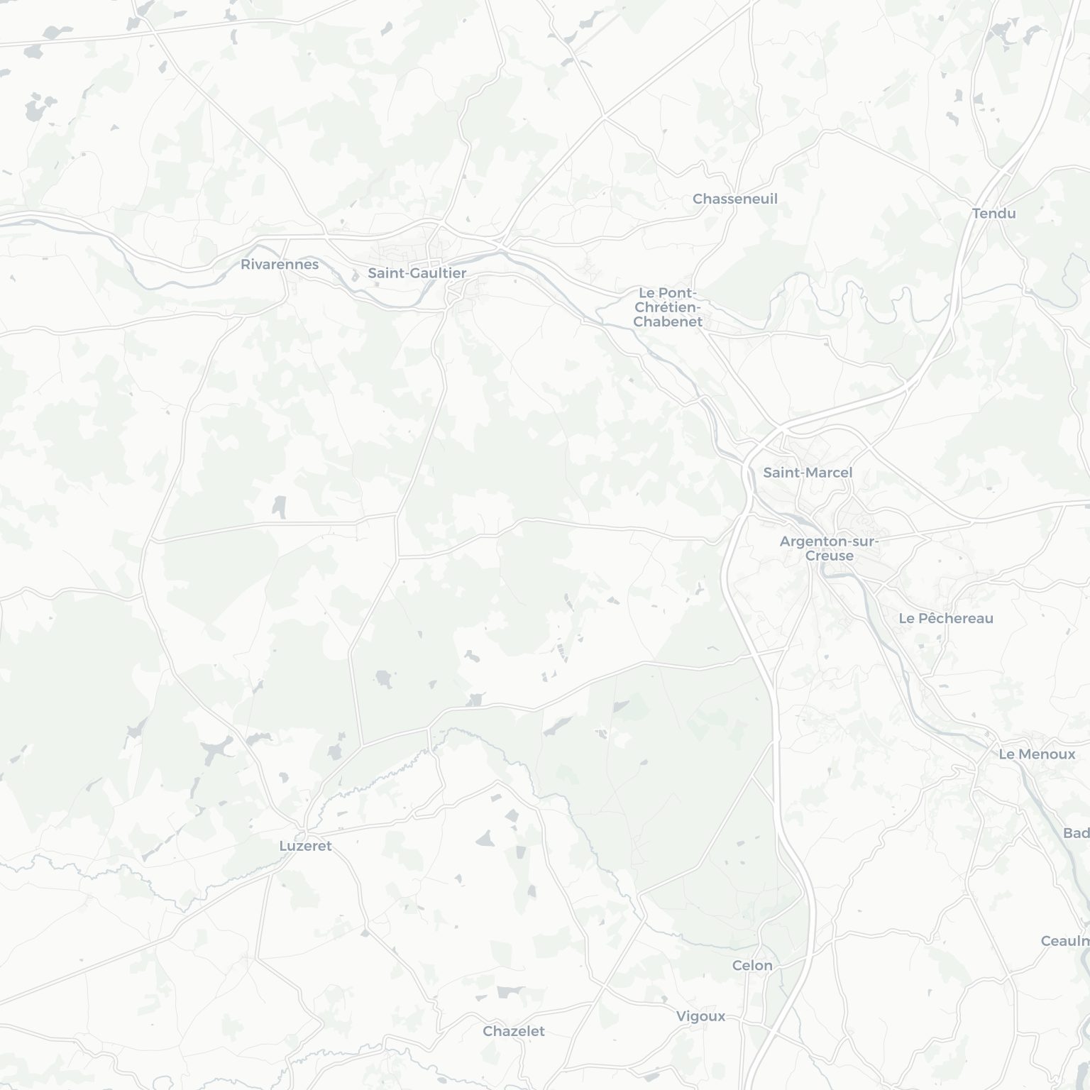 Carte d'Argenton-sur-Creuse et ses environs, dans le Indre (Centre-Val de Loire)
