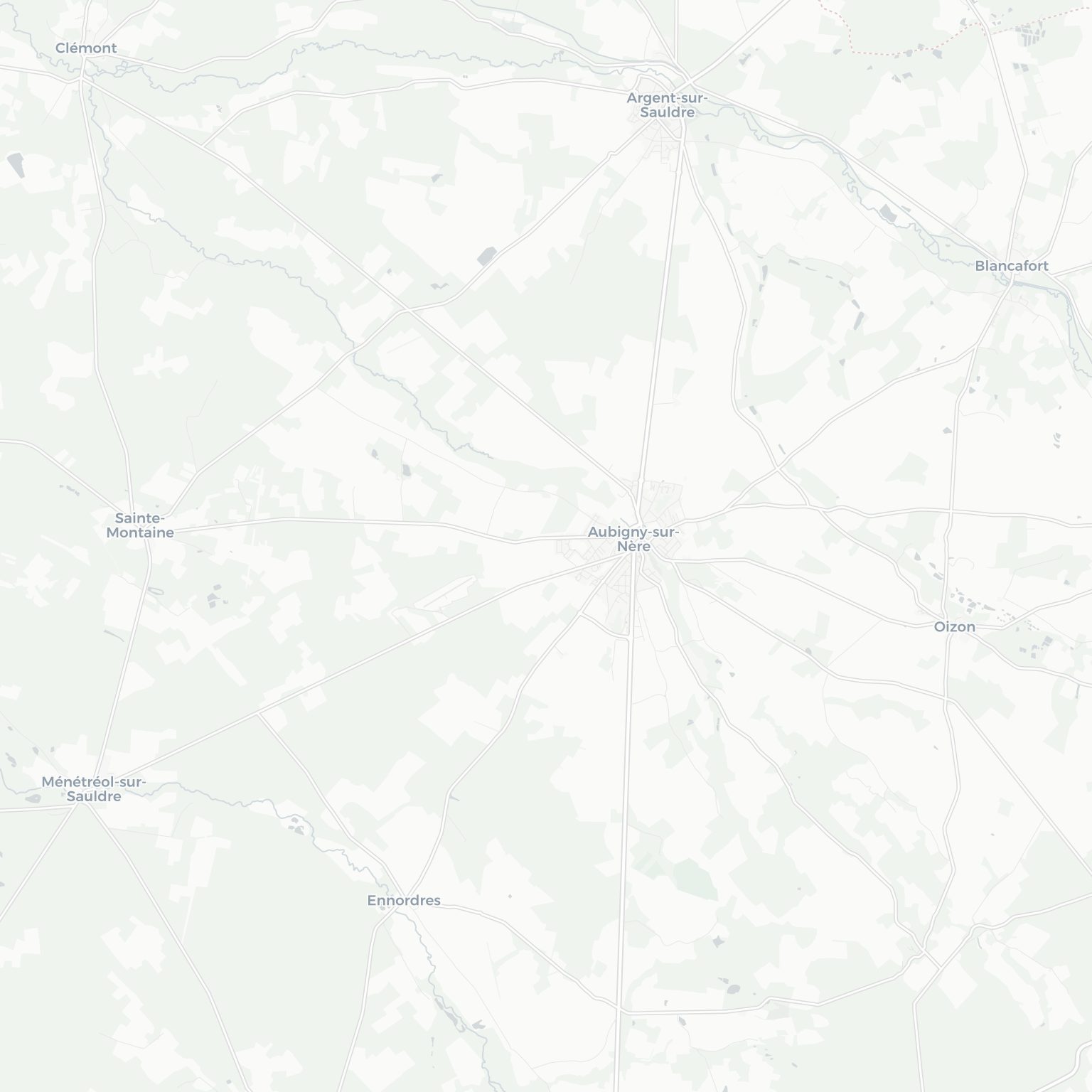 Carte d'Aubigny-sur-Nère et ses environs, dans le Cher (Centre-Val de Loire)
