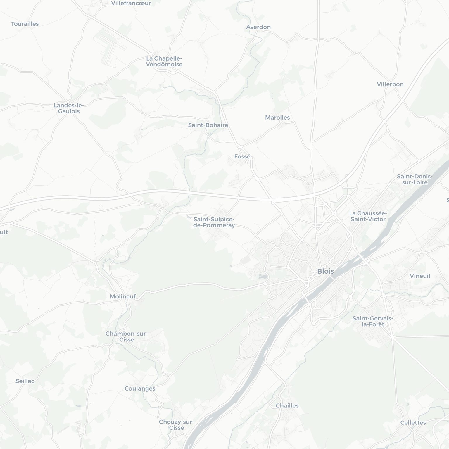 Carte de Blois et ses environs, dans le Loir-et-Cher (Centre-Val de Loire)