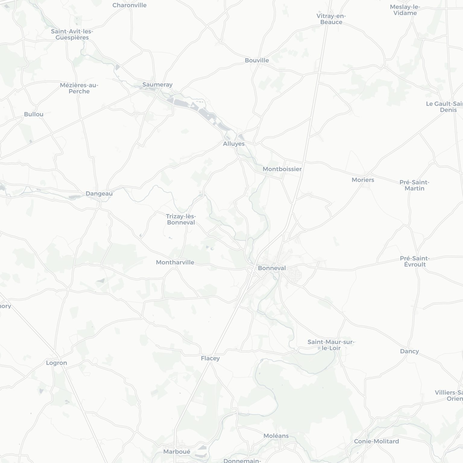 Carte de Bonneval et ses environs, dans le Eure-et-Loir (Centre-Val de Loire)