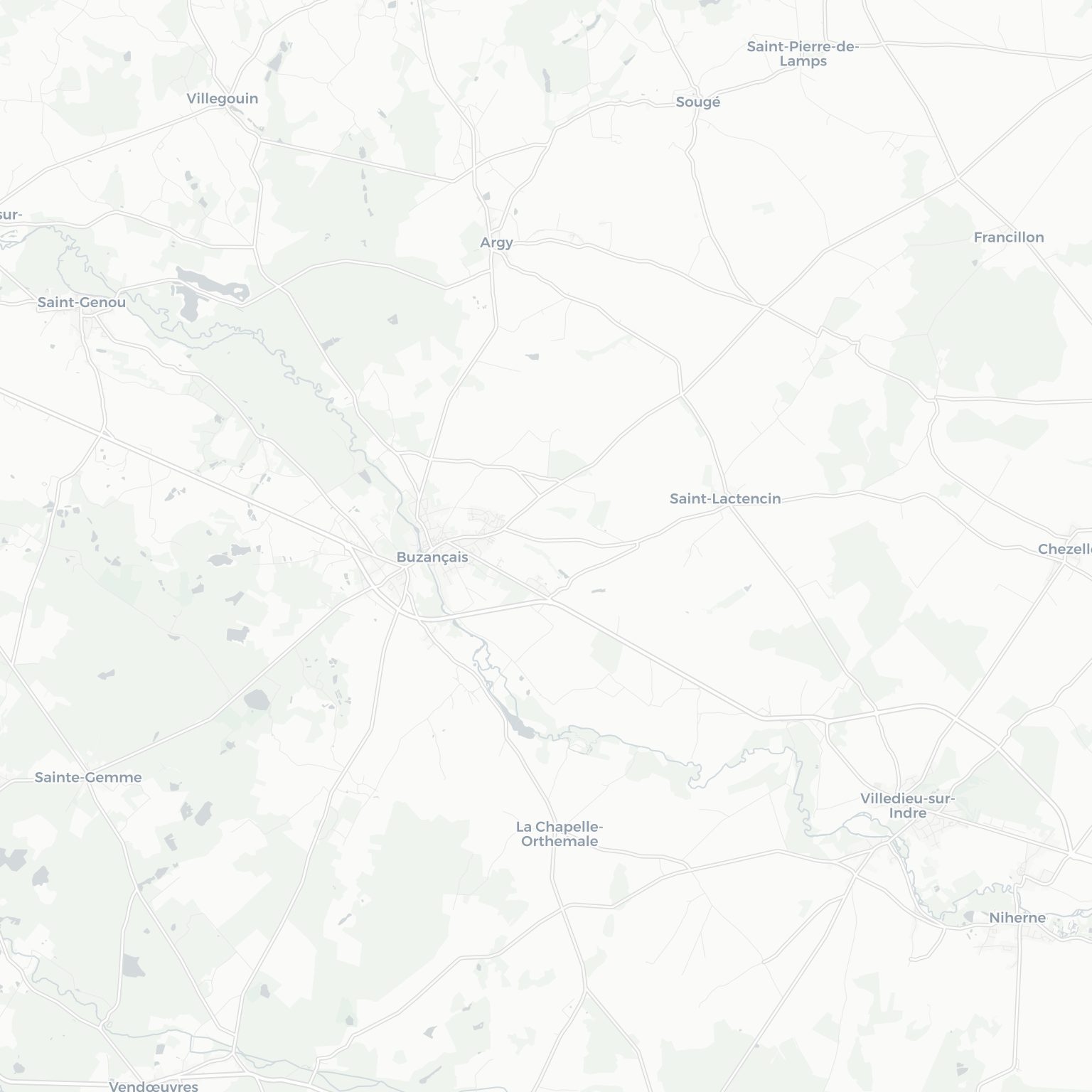 Carte de Buzançais et ses environs, dans le Indre (Centre-Val de Loire)