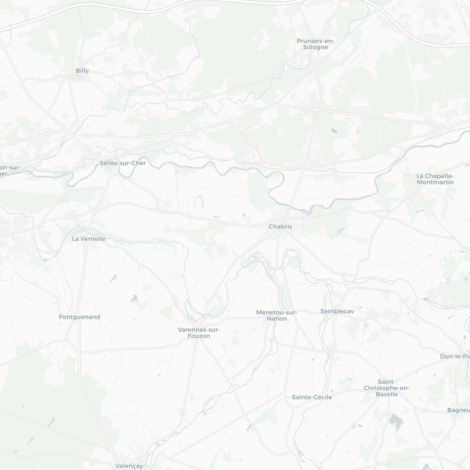 Carte de Chabris et ses environs, dans le Indre (Centre-Val de Loire)