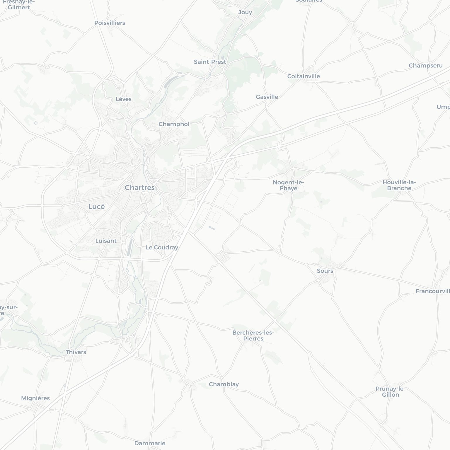 Carte de Chartres et ses environs, dans le Eure-et-Loir (Centre-Val de Loire)