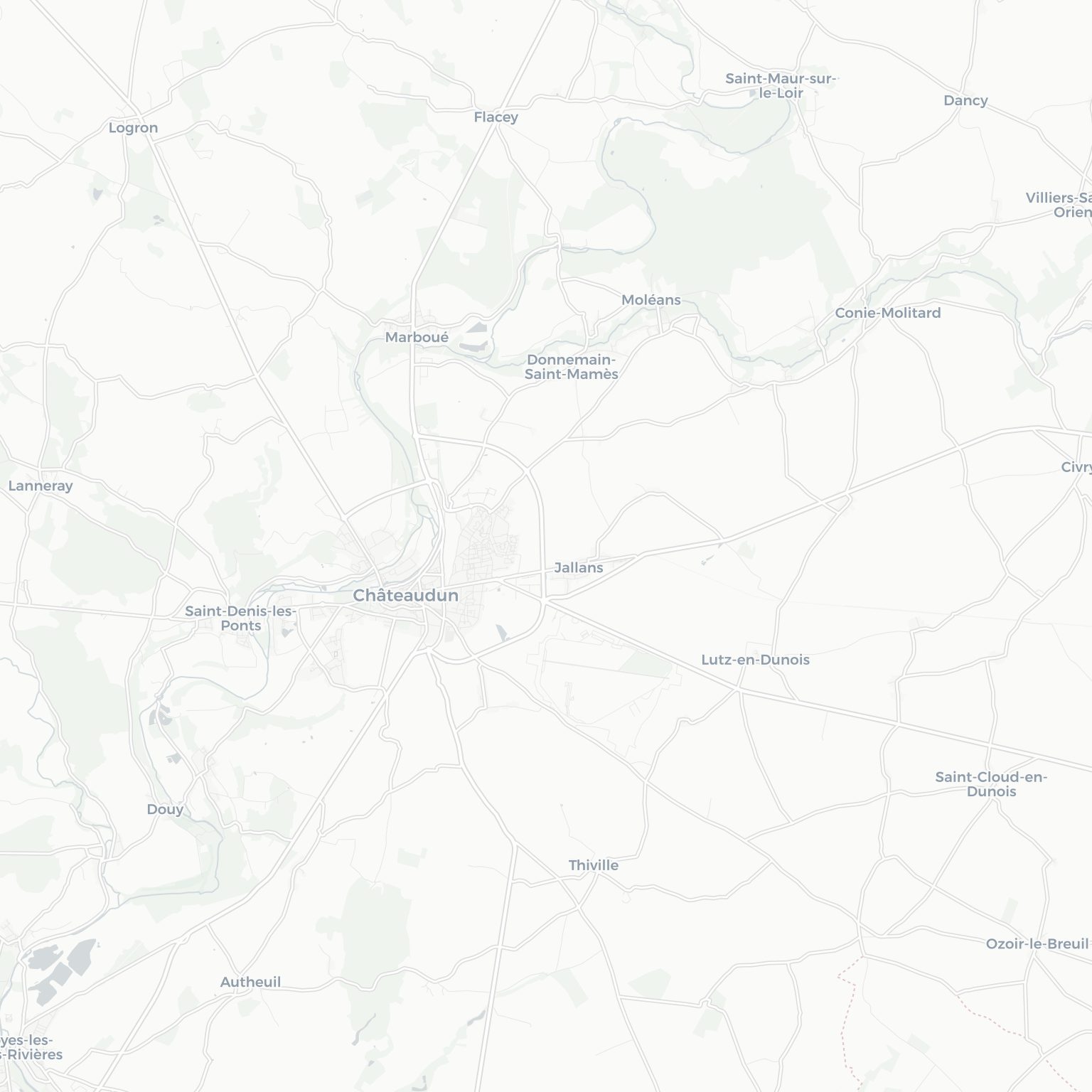 Carte de Châteaudun et ses environs, dans le Eure-et-Loir (Centre-Val de Loire)