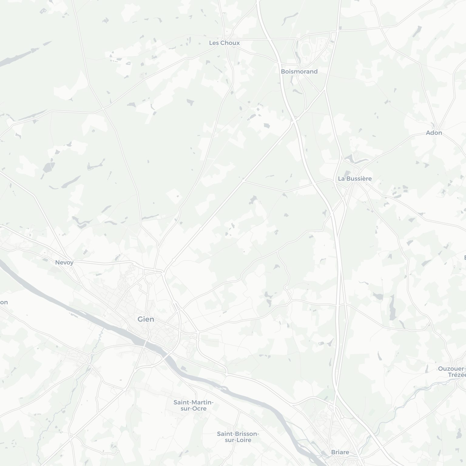 Carte de Gien et ses environs, dans le Loiret (Centre-Val de Loire)