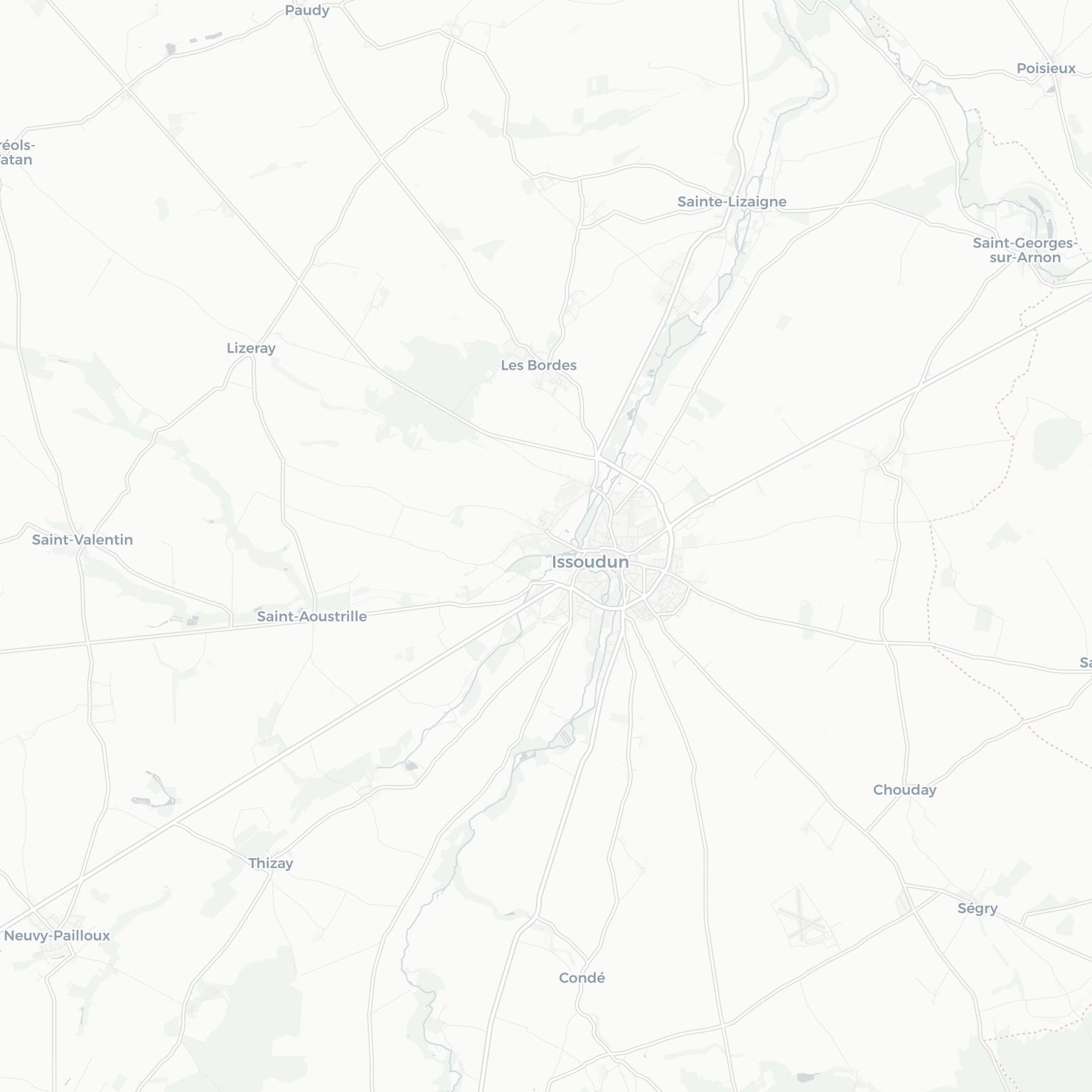 Carte d'Issoudun et ses environs, dans le Indre (Centre-Val de Loire)