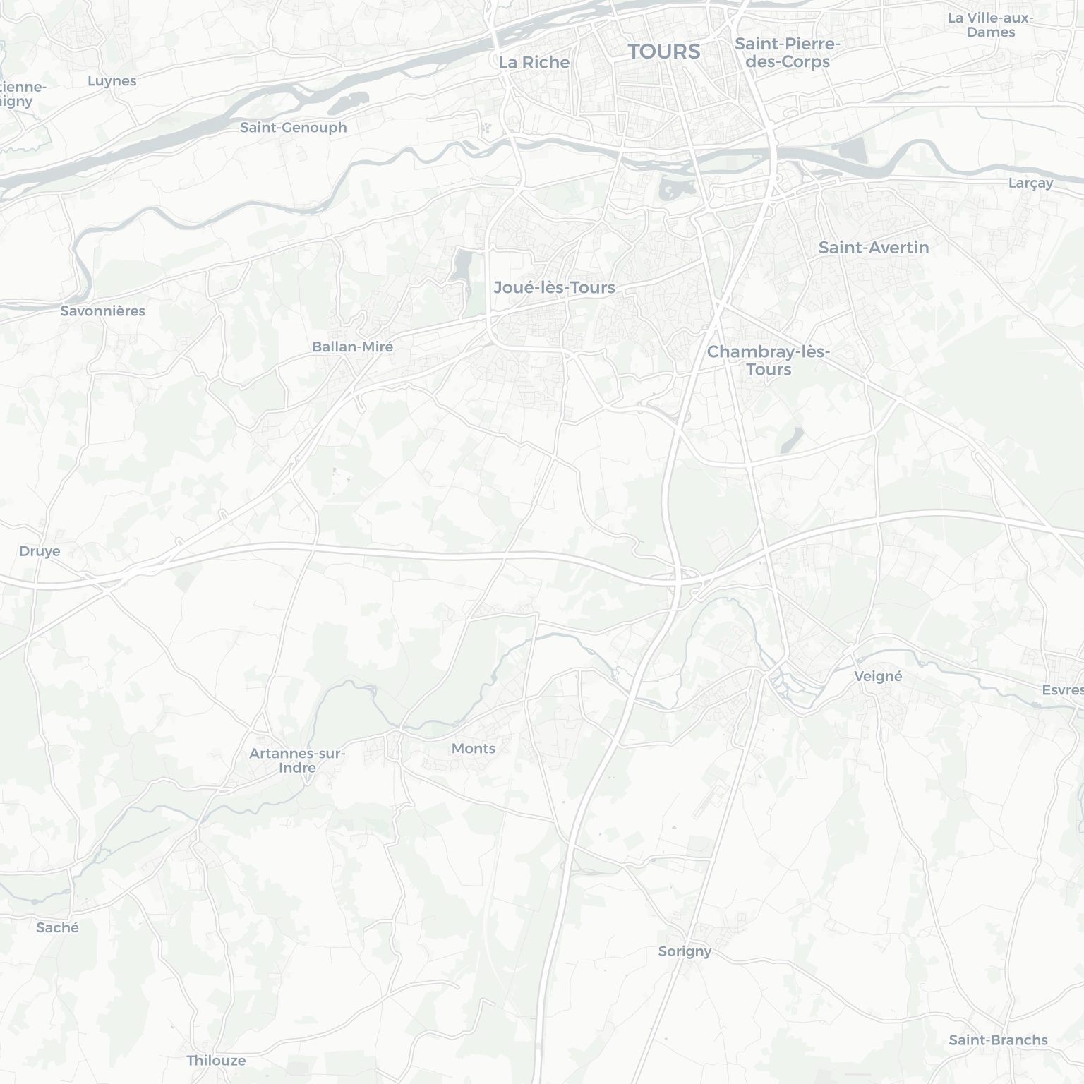 Carte de Joué-lès-Tours et ses environs, dans le Indre-et-Loire (Centre-Val de Loire)