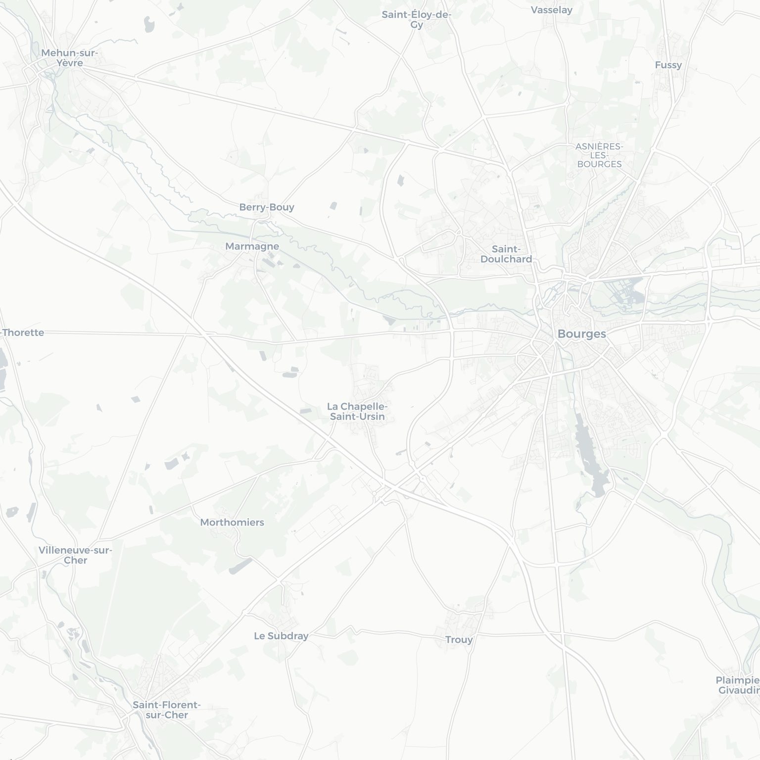 Carte de La Chapelle-Saint-Ursin et ses environs, dans le Cher (Centre-Val de Loire)