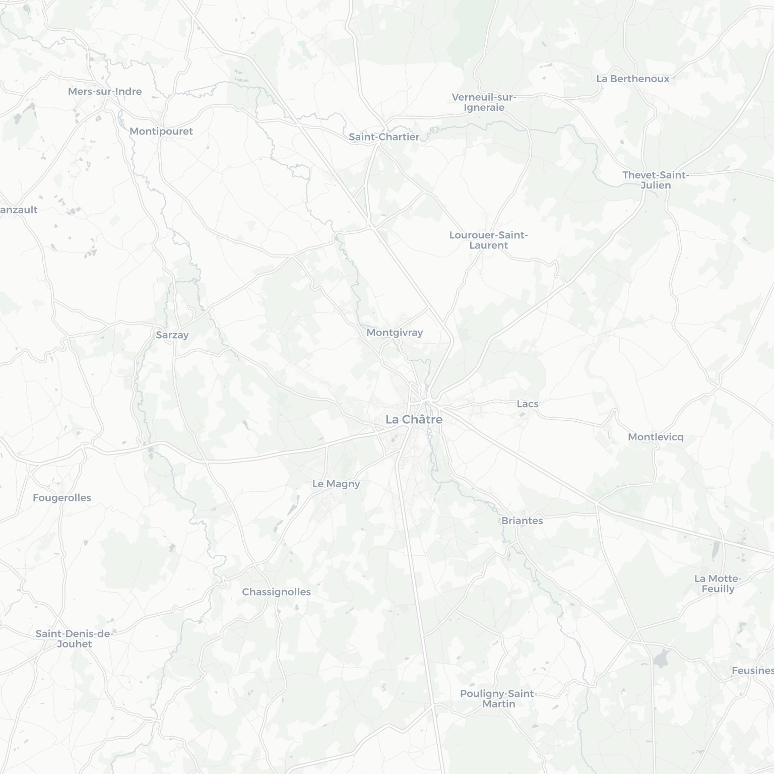 Carte de La Châtre et ses environs, dans le Indre (Centre-Val de Loire)