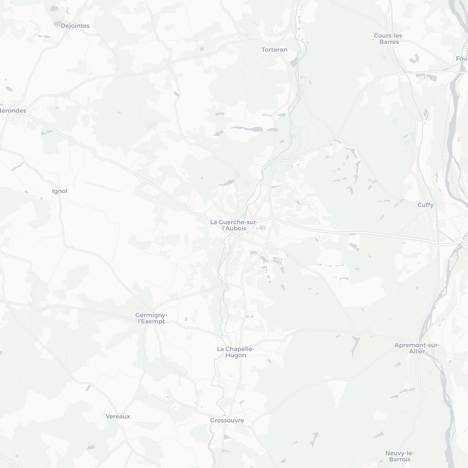 Carte de La Guerche-sur-l'Aubois et ses environs, dans le Cher (Centre-Val de Loire)