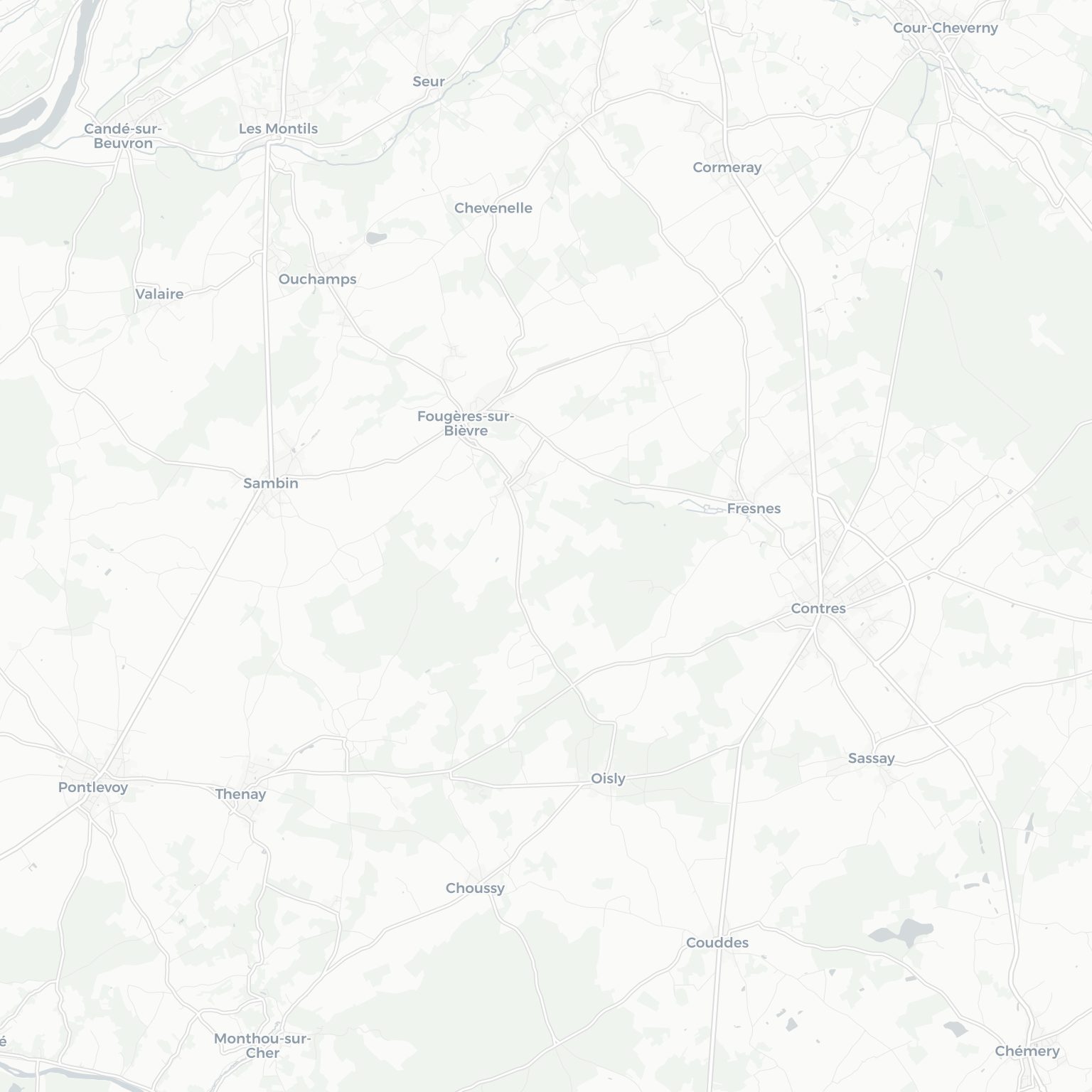 Carte de Le Controis-en-Sologne et ses environs, dans le Loir-et-Cher (Centre-Val de Loire)