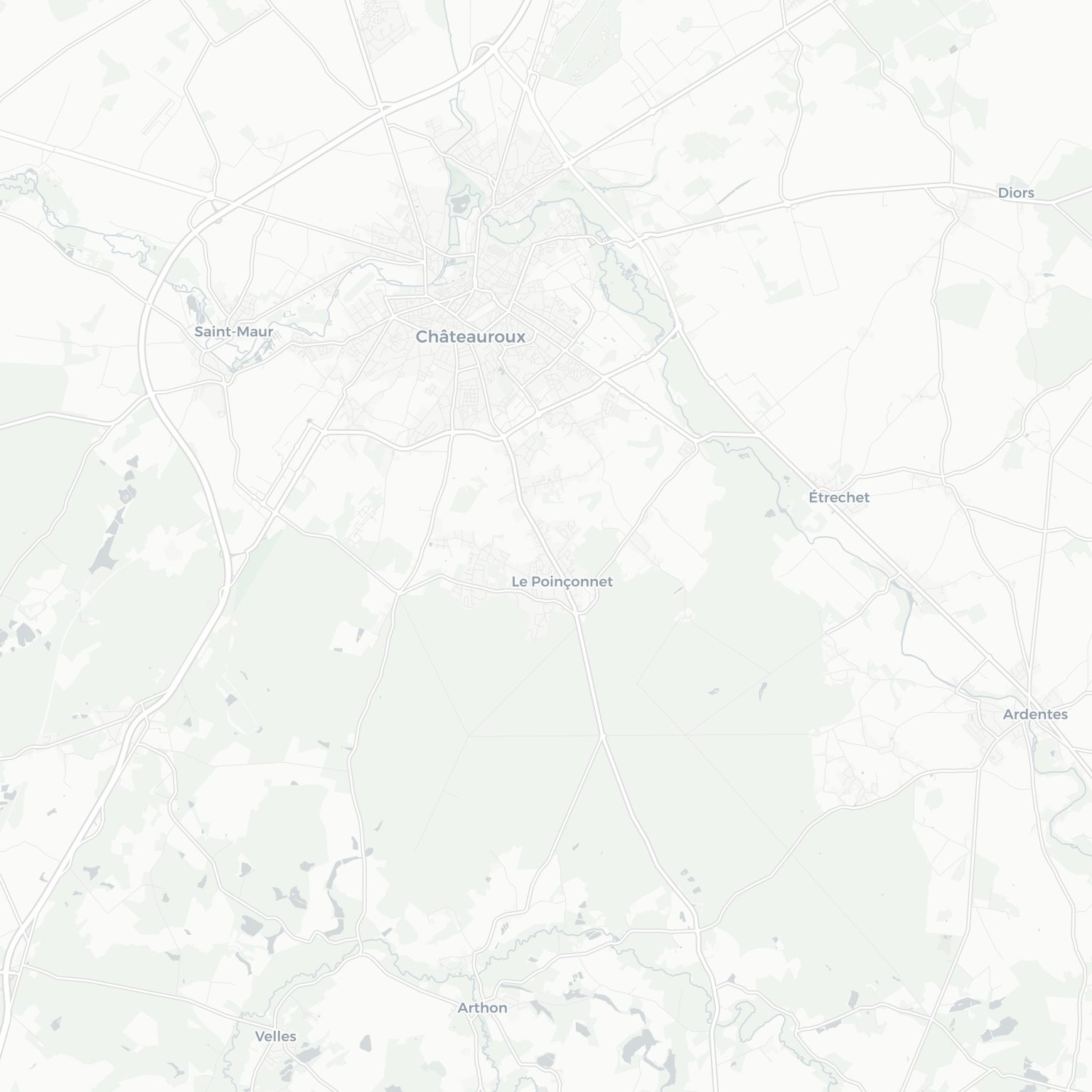 Carte de Le Poinçonnet et ses environs, dans le Indre (Centre-Val de Loire)