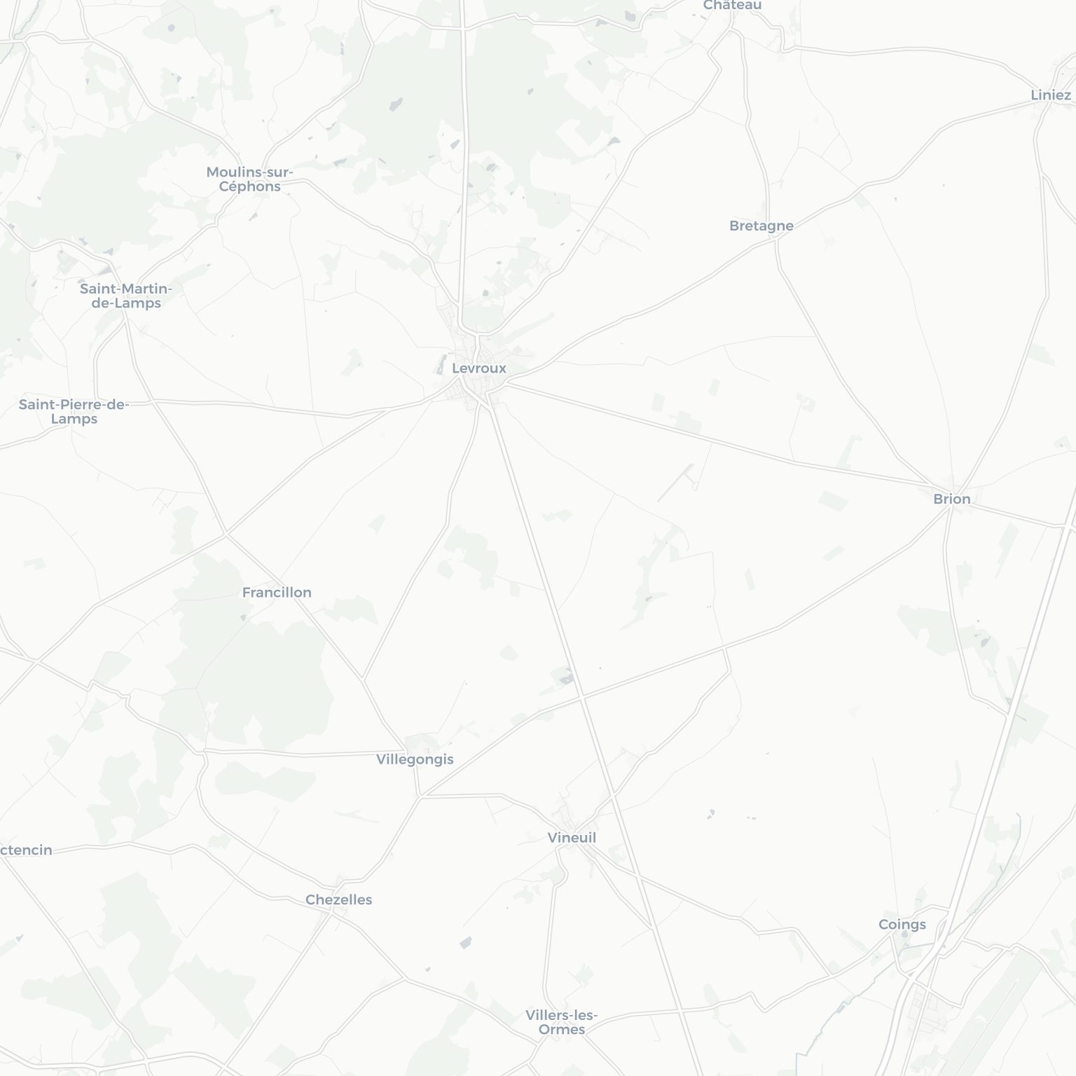 Carte de Levroux et ses environs, dans le Indre (Centre-Val de Loire)