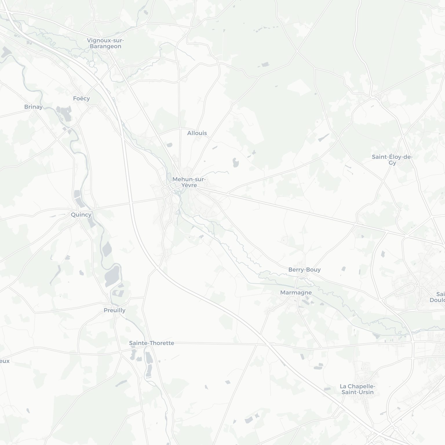 Carte de Mehun-sur-Yèvre et ses environs, dans le Cher (Centre-Val de Loire)