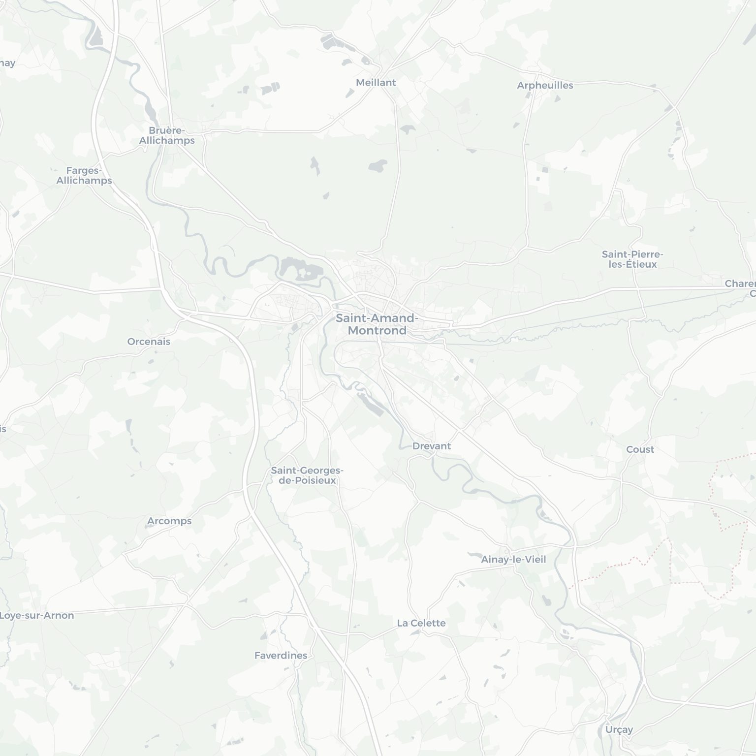 Carte de Saint-Amand-Montrond et ses environs, dans le Cher (Centre-Val de Loire)