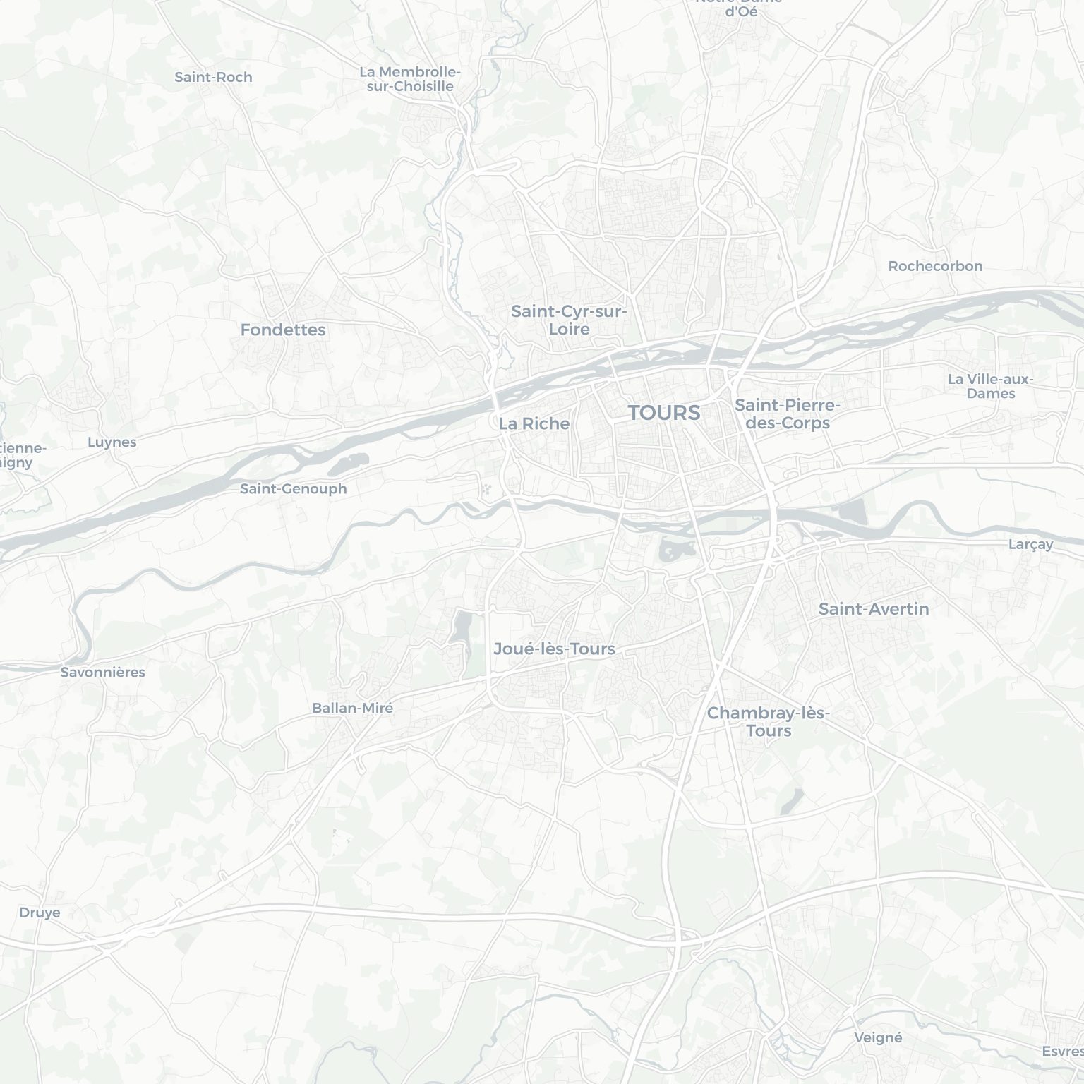 Carte de Tours et ses environs, dans le Indre-et-Loire (Centre-Val de Loire)