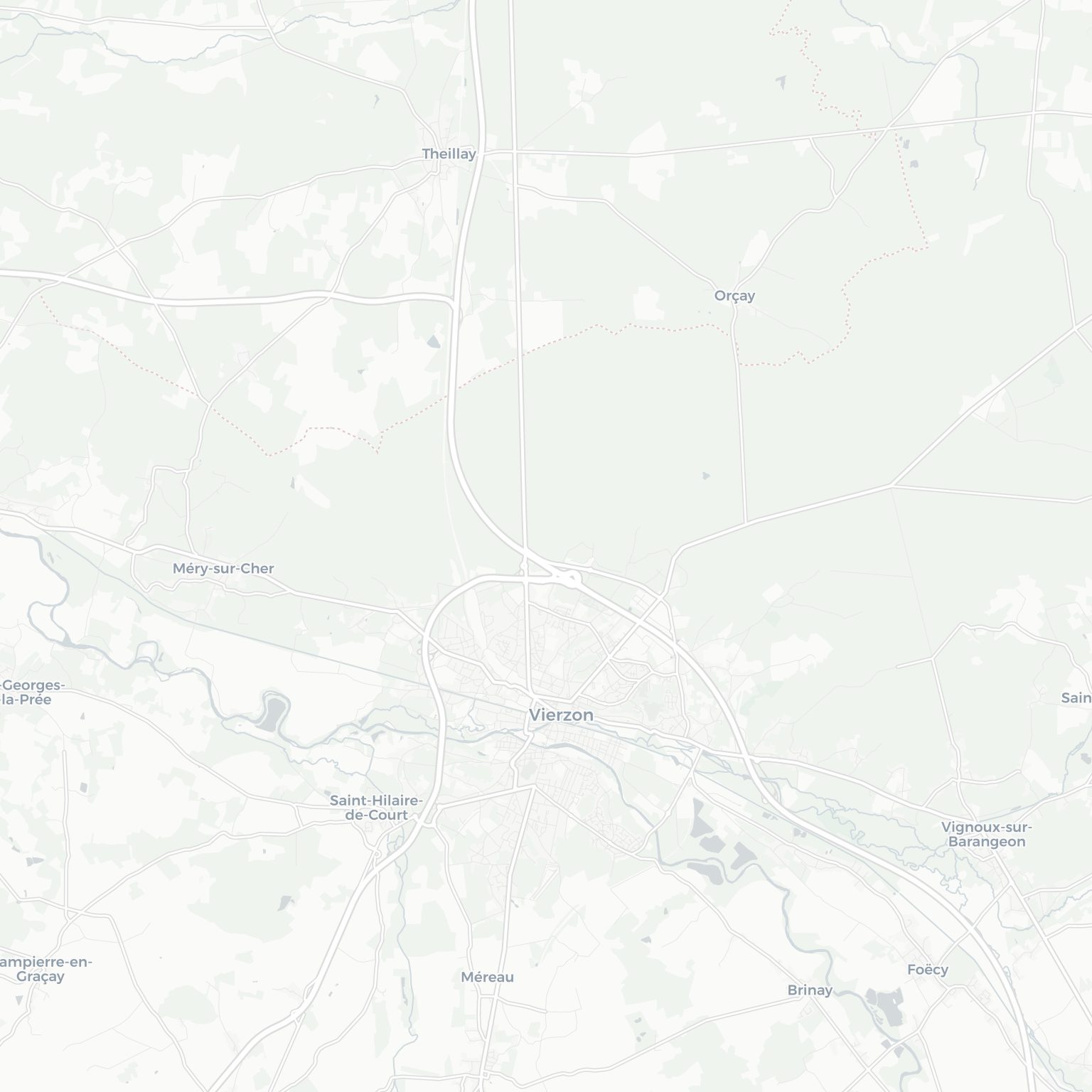 Carte de Vierzon et ses environs, dans le Cher (Centre-Val de Loire)