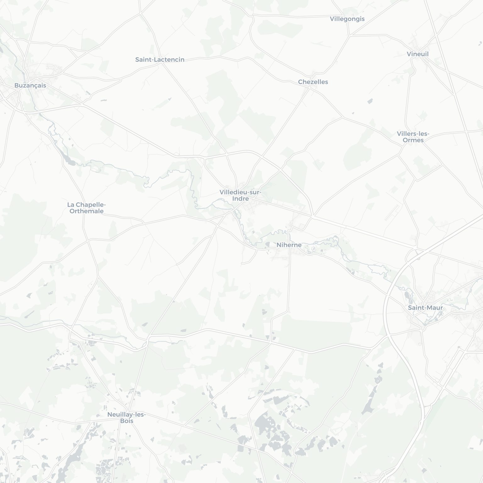 Carte de Villedieu-sur-Indre et ses environs, dans le Indre (Centre-Val de Loire)